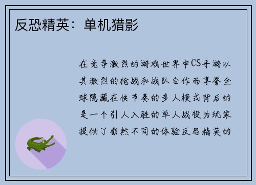 反恐精英：单机猎影