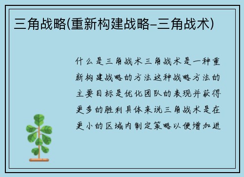 三角战略(重新构建战略-三角战术)